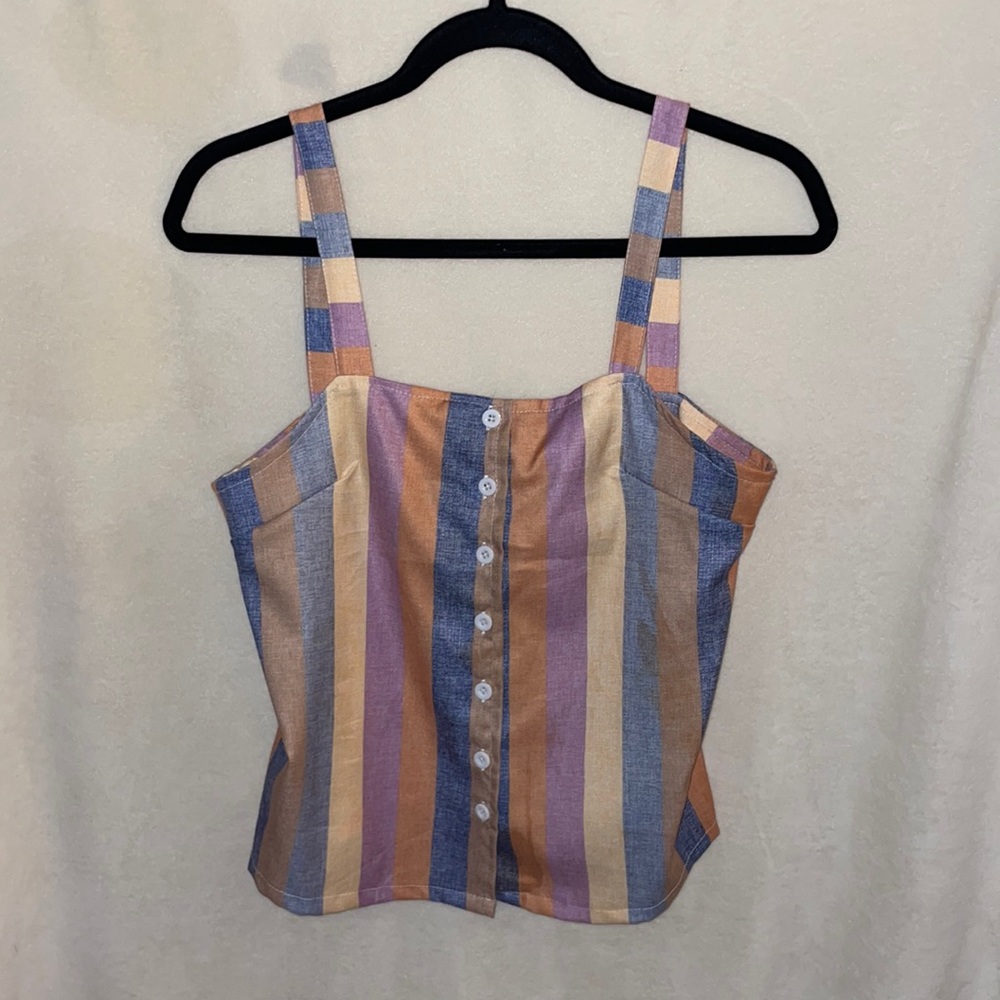 Striped Button-down Tank Top